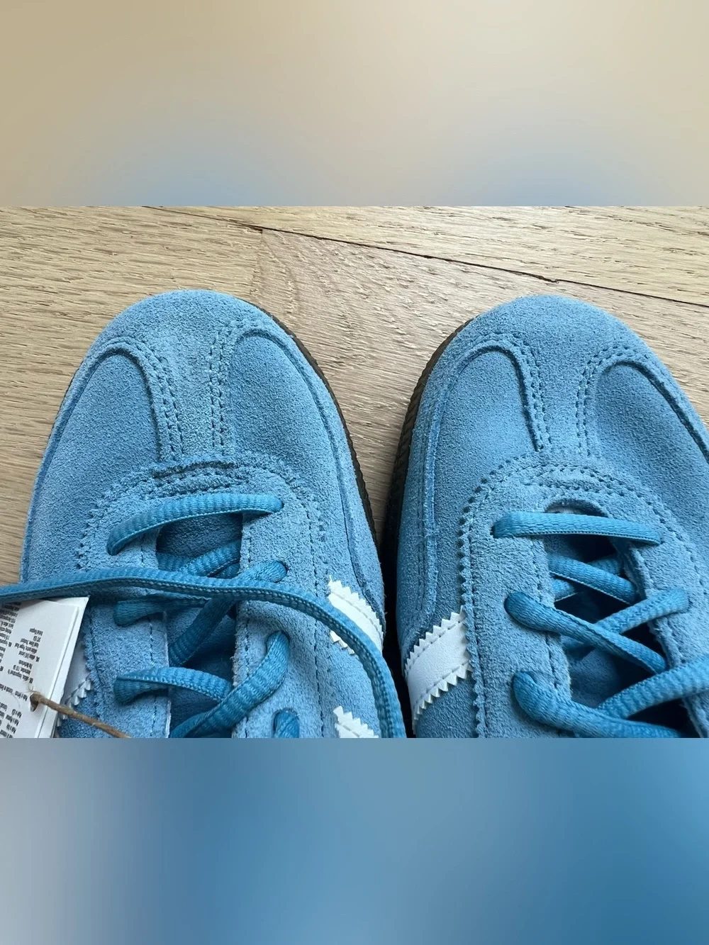 adidas Spezial Suede Sneakers in Sky Blue & White with Brown Gum Sole